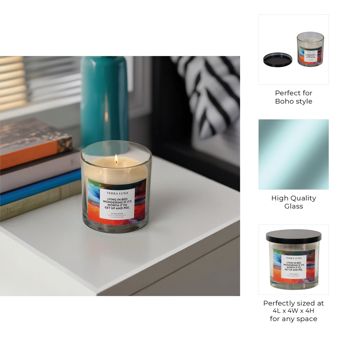 Spangler Orange/Blue/Black Lying in Bed Lidded Candle