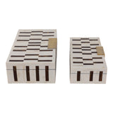 Siberia Brown/Ivory Boxes with Hardware (Set of 2)
