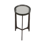 Keene Antique Bronze Thick Glass Top Round Accent Table