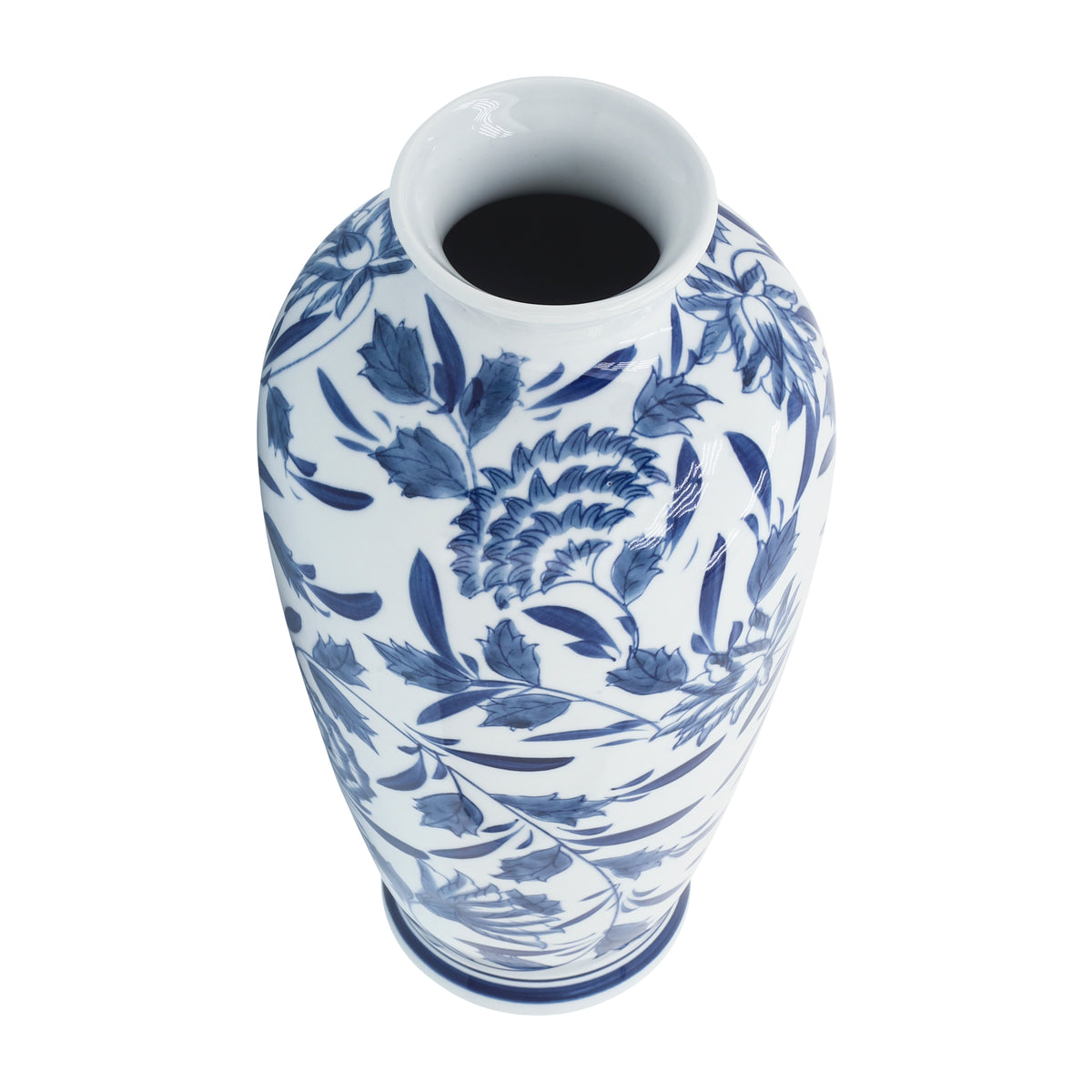 Ortonville Blue/White Ceramic Chinoiserie Vase