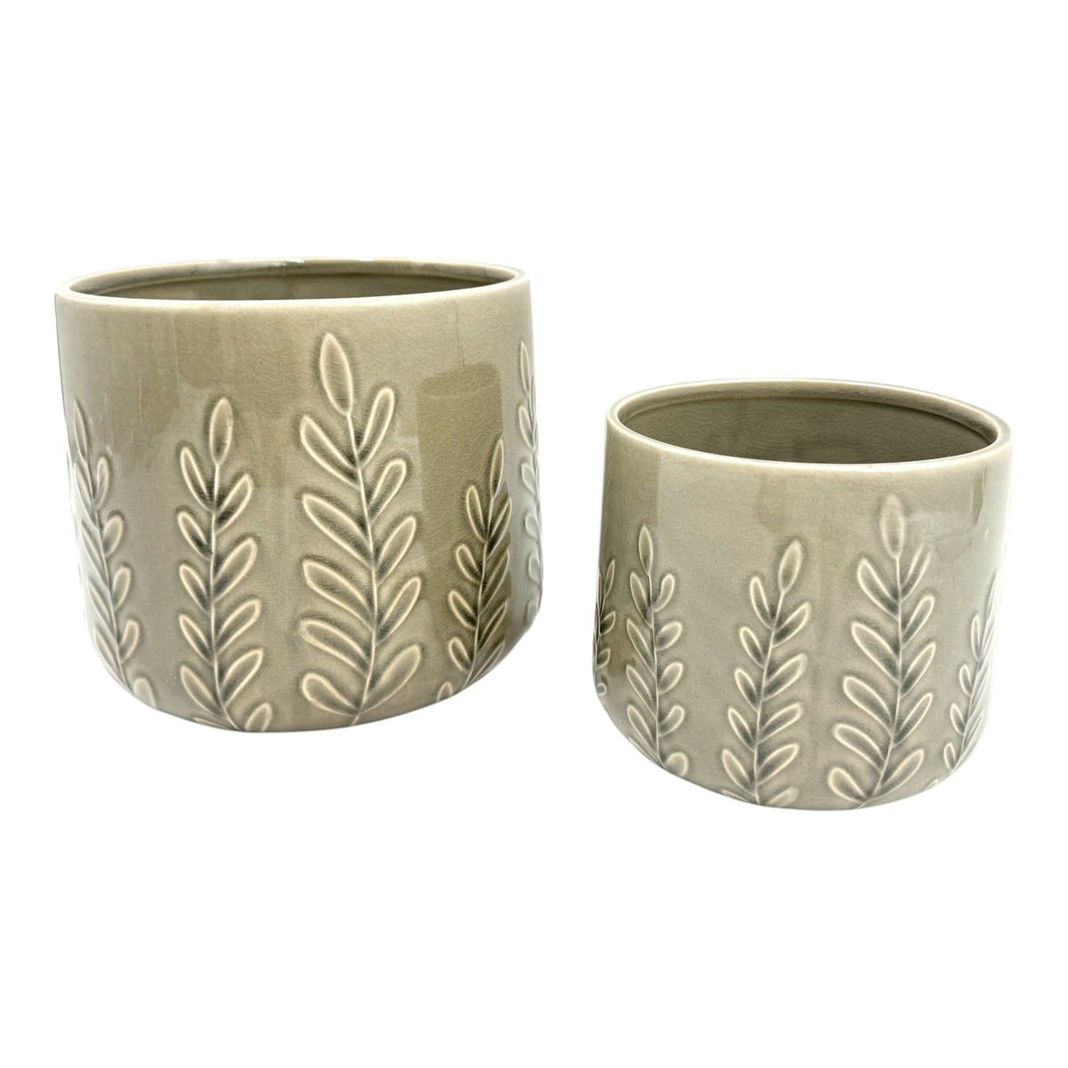 El Adobe Sage Embossed Vines Planters (Set of 2)