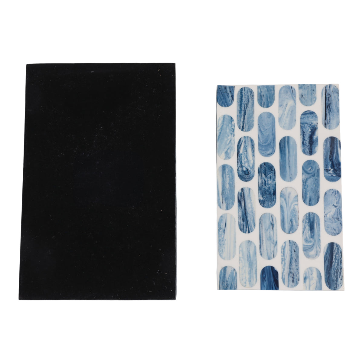 Lonoak Blue/White Oval Print Resin Boxes (Set of 2)