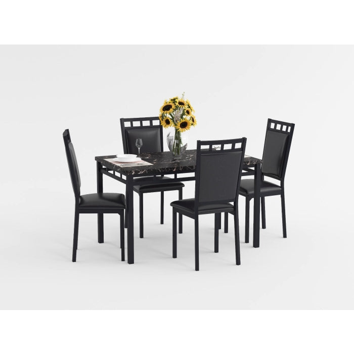 Olney Brown 5-Piece Pack Dinette Set Faux Marble Top