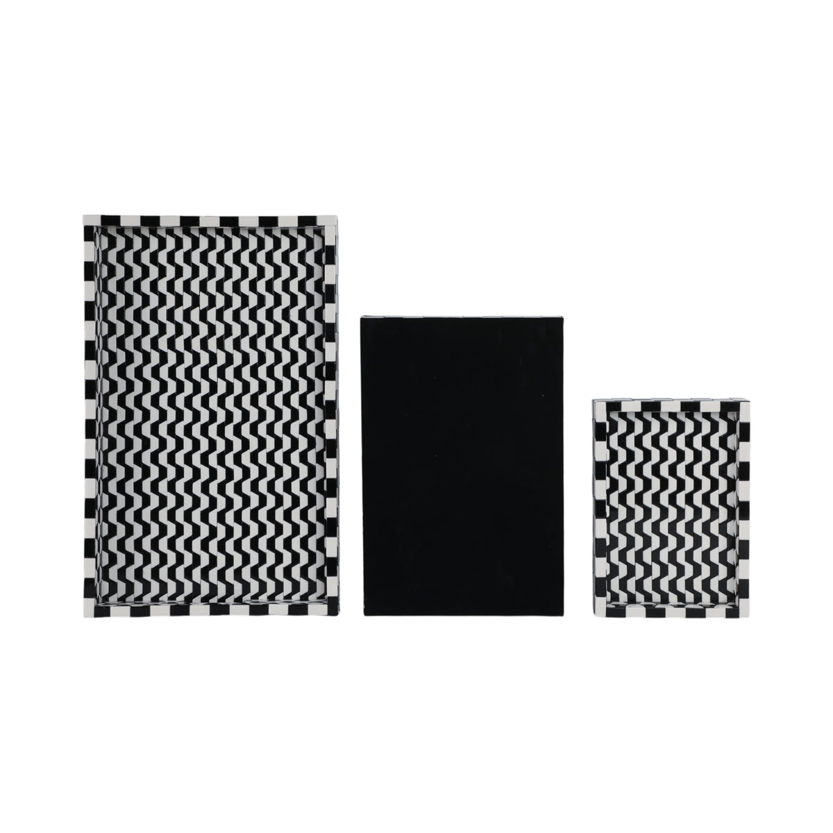 Roseland Black/White Geo 3d Resin Trays (Set of 3)