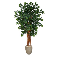 5.5’ Sakaki Artificial Tree with 1470 Bendable Branches in Sand Colored Planter - Ornate Home