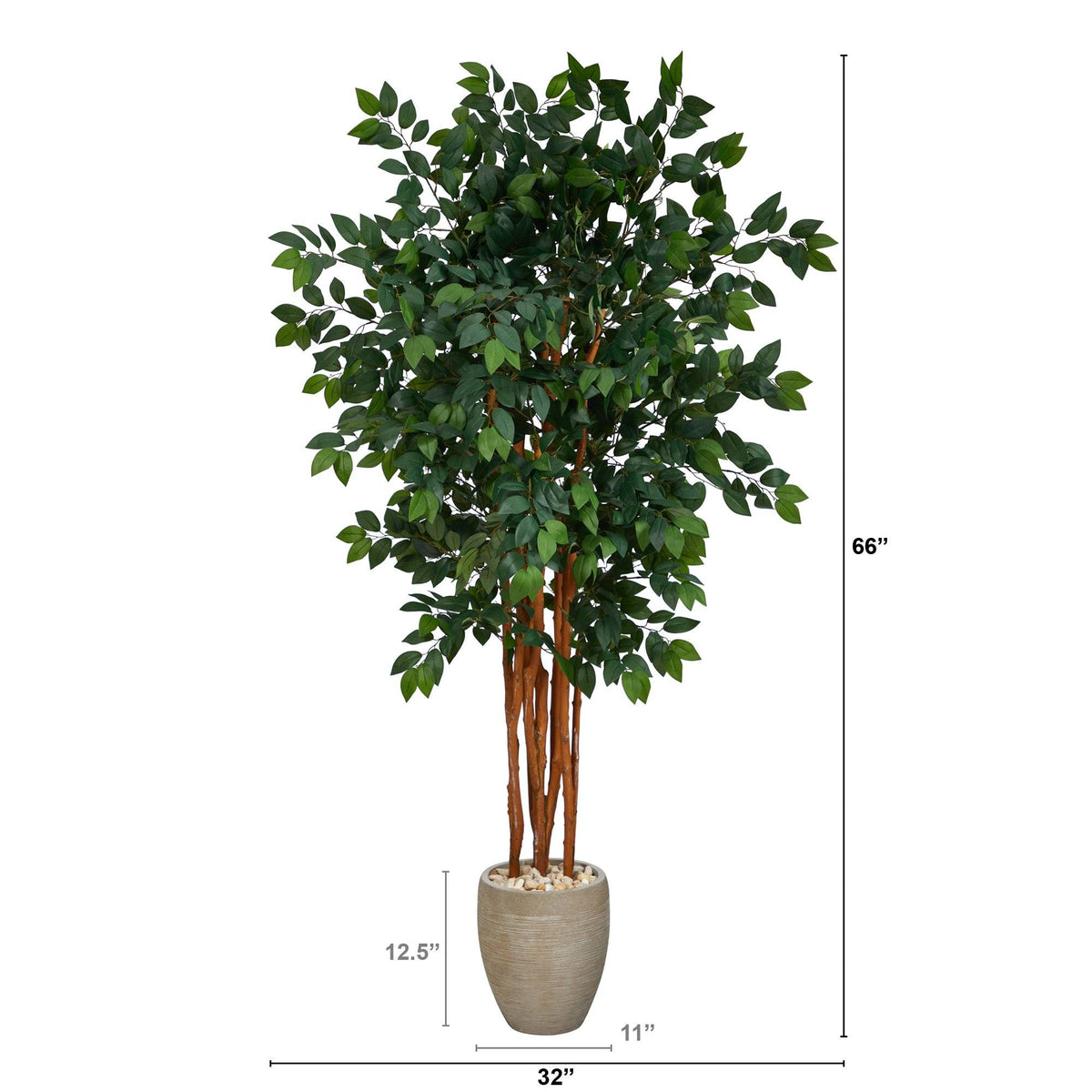 5.5’ Sakaki Artificial Tree with 1470 Bendable Branches in Sand Colored Planter