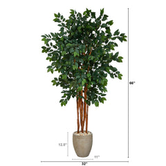 5.5’ Sakaki Artificial Tree with 1470 Bendable Branches in Sand Colored Planter - Ornate Home