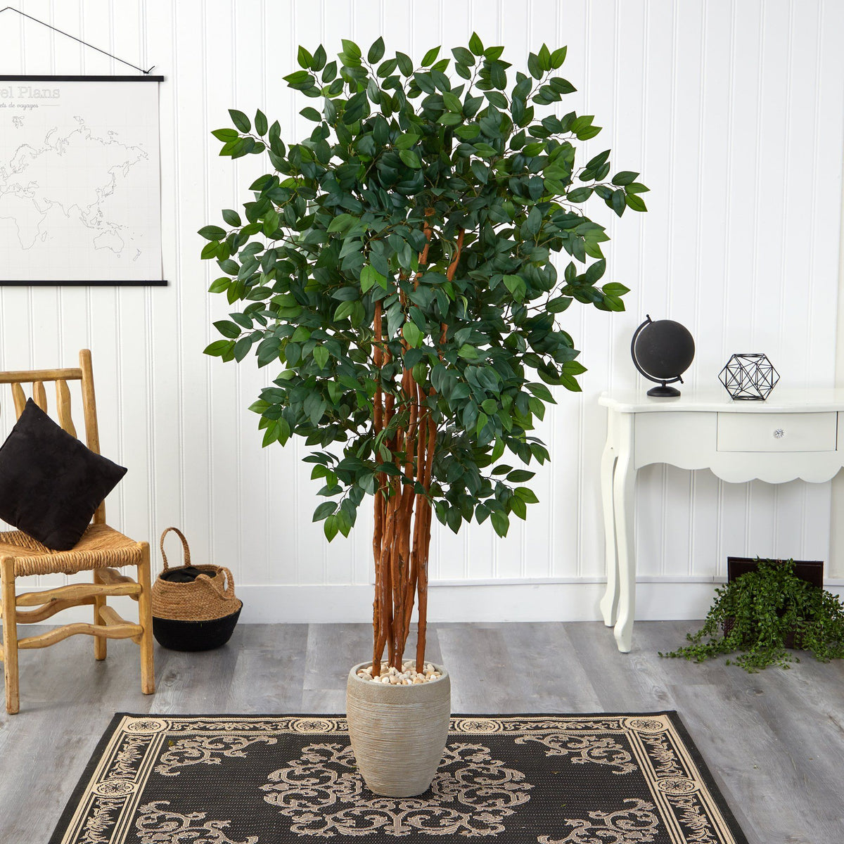 5.5’ Sakaki Artificial Tree with 1470 Bendable Branches in Sand Colored Planter