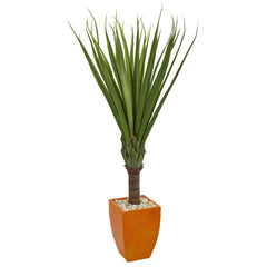 5.5’ Spiky Agave Artificial Plant in Orange Planter - Ornate Home