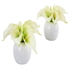 5” Calla Lily Artificial Arrangement in Vase (Set of 2) - Ornate Home