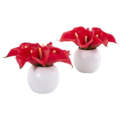 5” Calla Lily Artificial Arrangement in Vase (Set of 2) - Ornate Home