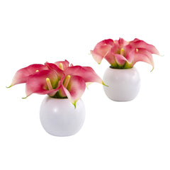 5” Calla Lily Artificial Arrangement in Vase (Set of 2) - Ornate Home