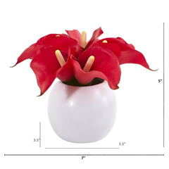 5” Calla Lily Artificial Arrangement in Vase (Set of 2) - Ornate Home