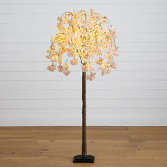 5’ Lighted Artificial Cascading Cherry Blossom Tree with 320 Warm White LED Lights - Ornate Home