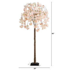 5’ Lighted Artificial Cascading Cherry Blossom Tree with 320 Warm White LED Lights - Ornate Home