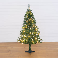 5' Northern Tip Pine Artificial Christmas Tree with 150 Clear LED Lights - Ornate Home