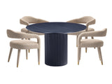 5-Piece Hathaway 47.24 Round Dining Set in Black with 4 Aspen Dining Chairs in Gold Dust - Ornate Home