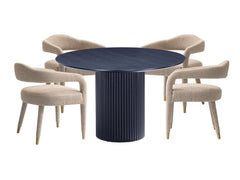 5-Piece Hathaway 47.24 Round Dining Set in Black with 4 Aspen Dining Chairs in Gold Dust - Ornate Home