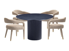 5-Piece Hathaway 47.24 Round Dining Set in Black with 4 Aspen Dining Chairs in Gold Dust - Ornate Home