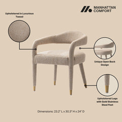 5-Piece Hathaway 47.24 Round Dining Set in Black with 4 Aspen Dining Chairs in Gold Dust - Ornate Home