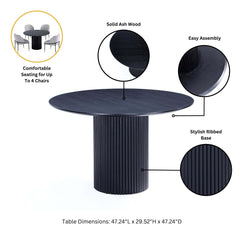 5-Piece Hathaway 47.24 Round Dining Set in Black with 4 Aspen Dining Chairs in Gold Dust - Ornate Home
