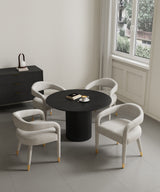 5-Piece Hathaway 47.24 Round Dining Set in Black with 4 Aspen Dining Chairs in Silver Lining - Ornate Home