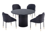 5-Piece Hathaway 47.24 Round Dining Set in Black with 4 Flor Dining Chairs in Black - Ornate Home
