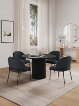 5-Piece Hathaway 47.24 Round Dining Set in Black with 4 Flor Dining Chairs in Black - Ornate Home