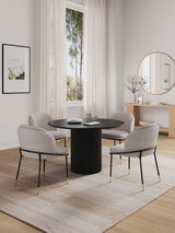5-Piece Hathaway 47.24 Round Dining Set in Black with 4 Flor Dining Chairs in Wheat - Ornate Home