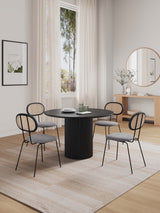 5-Piece Hathaway 47.24 Round Dining Set in Black with 4 Jardin Dining Chairs - Ornate Home