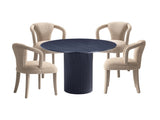 5-Piece Hathaway 47.24 Round Dining Set in Black with 4 Palmer Dining Armchairs in Gold Dust - Ornate Home