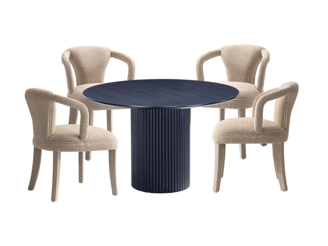 5-Piece Hathaway 47.24 Round Dining Set in Black with 4 Palmer Dining Armchairs in Gold Dust - Ornate Home