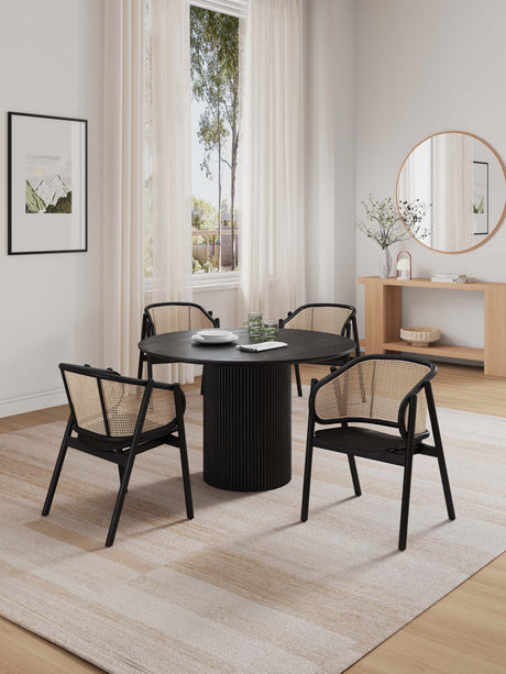 5-Piece Hathaway 47.24 Round Dining Set in Black with 4 Versailles Dining Chairs - Ornate Home