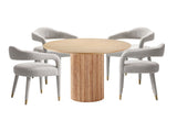 5-Piece Hathaway 47.24 Round Dining Set in Natural with 4 Aspen Dining Chairs in Silver Lining - Ornate Home
