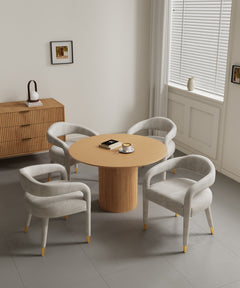 5-Piece Hathaway 47.24 Round Dining Set in Natural with 4 Aspen Dining Chairs in Silver Lining - Ornate Home