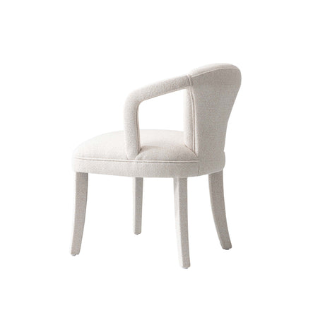 5-Piece Hathaway 47.24 Round Dining Set in Natural with 4 Palmer Dining Armchairs in Ivory - Ornate Home