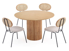 5-Piece Hathaway 47.24 Round Dining Set in Nature with 4 Jardin Dining Chairs - Ornate Home