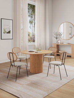 5-Piece Hathaway 47.24 Round Dining Set in Nature with 4 Jardin Dining Chairs - Ornate Home