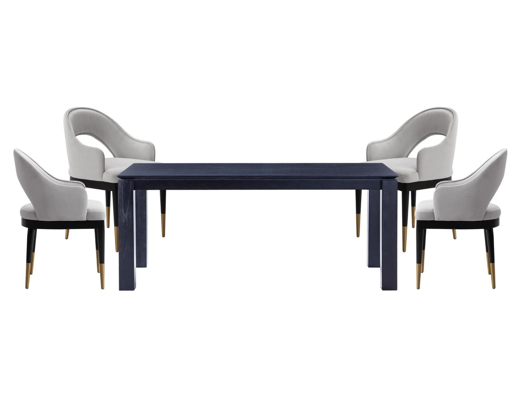 5-Piece Rockaway 70.86 Dining Set with 4 Carrington Chairs in Black and Light Grey - Ornate Home