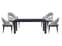 5-Piece Rockaway 70.86 Dining Set with 4 Carrington Chairs in Black and Light Grey - Ornate Home