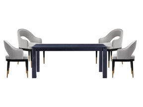 5-Piece Rockaway 70.86 Dining Set with 4 Carrington Chairs in Black and Light Grey - Ornate Home