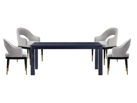 5-Piece Rockaway 70.86 Dining Set with 4 Carrington Chairs in Black and Light Grey - Ornate Home