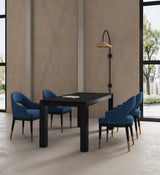 5-Piece Rockaway 70.86 Dining Set with 4 Carrington Chairs in Black and Midnight Blue - Ornate Home