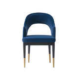 5-Piece Rockaway 70.86 Dining Set with 4 Carrington Chairs in Black and Midnight Blue - Ornate Home