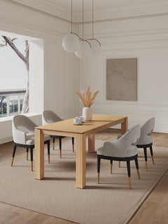 5-Piece Rockaway 70.86 Dining Set with 4 Carrington Chairs in Natural and Light Grey - Ornate Home