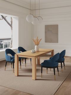5-Piece Rockaway 70.86 Dining Set with 4 Carrington Chairs in Natural and Midnight Blue - Ornate Home