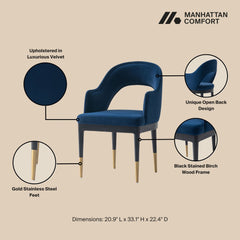 5-Piece Rockaway 70.86 Dining Set with 4 Carrington Chairs in Natural and Midnight Blue - Ornate Home