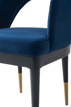 5-Piece Rockaway 70.86 Dining Set with 4 Carrington Chairs in Natural and Midnight Blue - Ornate Home