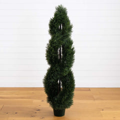 5' Pond Cypress Spiral Topiary UV Resistant (Indoor/Outdoor) - Ornate Home