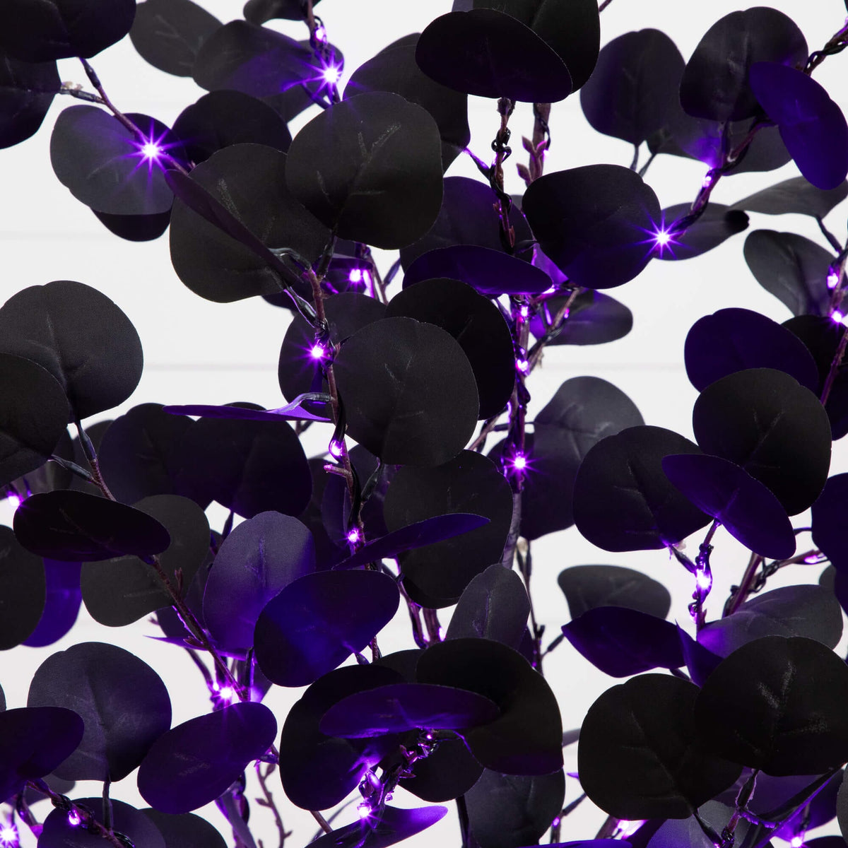 5' Pre-Lit Artificial Halloween Black Eucalyptus Tree with 220 Orange & Purple LED Lights